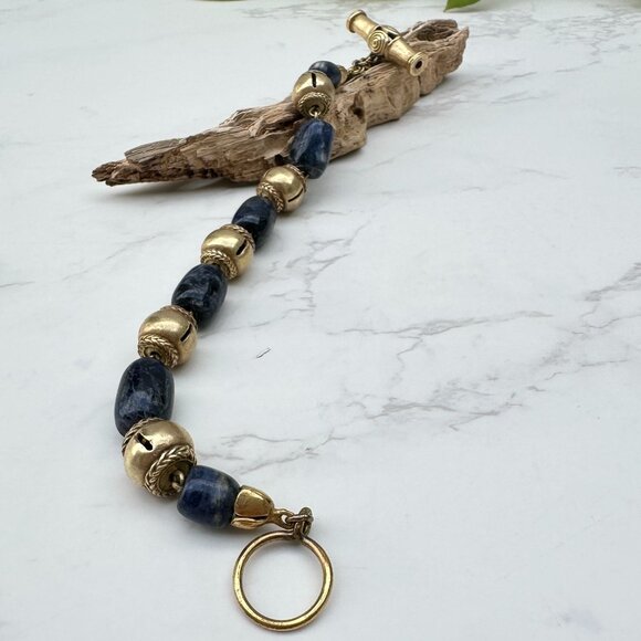 Iolite & 14K Gold Filled Bead Bracelet With Decorative Toggle Clasp - Picture 8 of 10